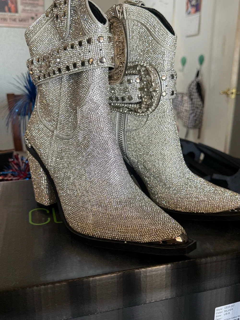 All 3 boots Dolls Kill Silver , black and pink Crystal Buckle Ankle Boots